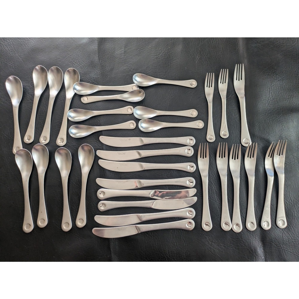 Vintage Lot of 31 Robert Welch Pendulum Dot Stainless Flatware